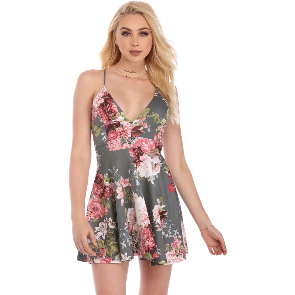 Windsor Gray Floral Cocktail Dress